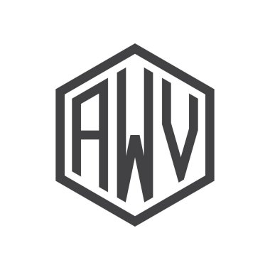 üç harfli baş harfleri altıgen logo siyah