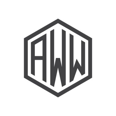 üç harfli baş harfleri altıgen logo siyah