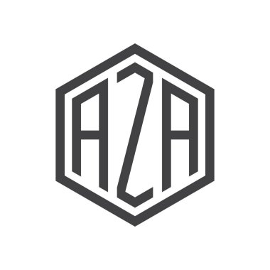 üç harfli baş harfleri altıgen logo siyah