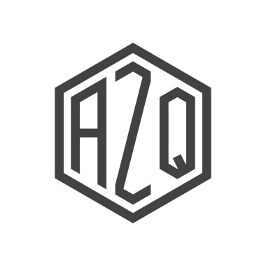 üç harfli baş harfleri altıgen logo siyah