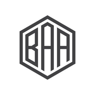 üç harfli baş harfleri altıgen logo siyah