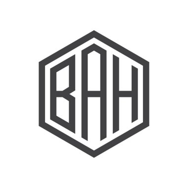 üç harfli baş harfleri altıgen logo siyah