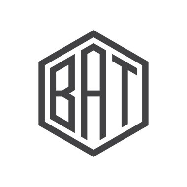 üç harfli baş harfleri altıgen logo siyah