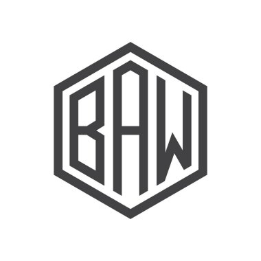 üç harfli baş harfleri altıgen logo siyah