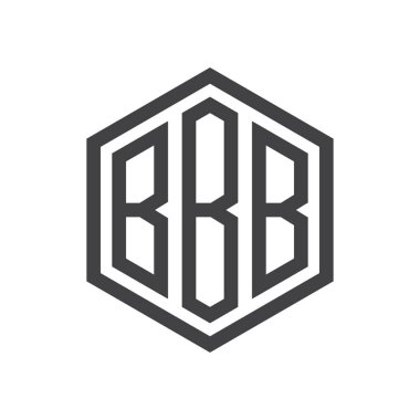 üç harfli baş harfleri altıgen logo siyah