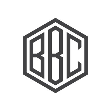 üç harfli baş harfleri altıgen logo siyah