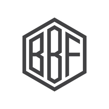 üç harfli baş harfleri altıgen logo siyah