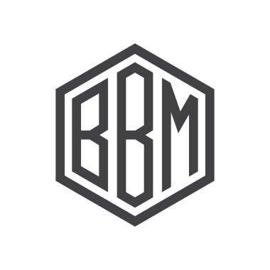 üç harfli baş harfleri altıgen logo siyah
