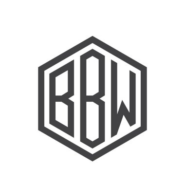 üç harfli baş harfleri altıgen logo siyah