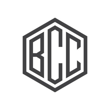 üç harfli baş harfleri altıgen logo siyah