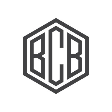 üç harfli baş harfleri altıgen logo siyah