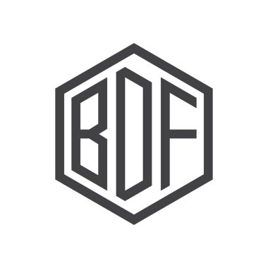 üç harfli baş harfleri altıgen logo siyah