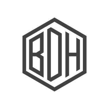 üç harfli baş harfleri altıgen logo siyah