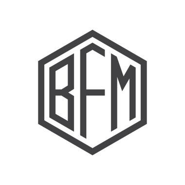 üç harfli baş harfleri altıgen logo siyah