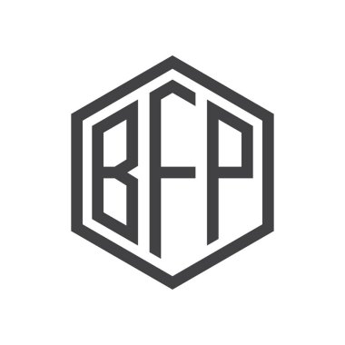 üç harfli baş harfleri altıgen logo siyah