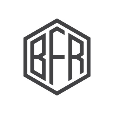 üç harfli baş harfleri altıgen logo siyah