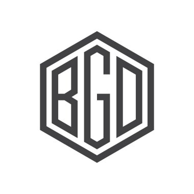 üç harfli baş harfleri altıgen logo siyah