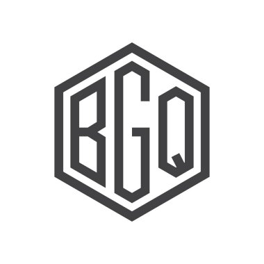 üç harfli baş harfleri altıgen logo siyah