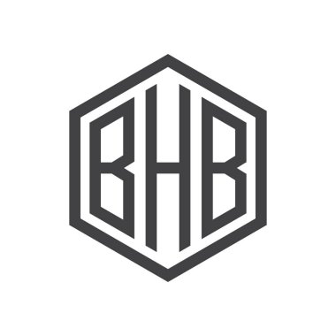 üç harfli baş harfleri altıgen logo siyah