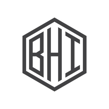 üç harfli baş harfleri altıgen logo siyah