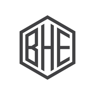 üç harfli baş harfleri altıgen logo siyah