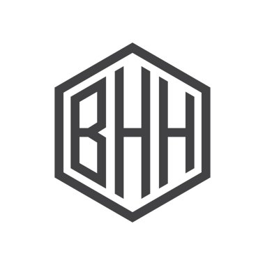 üç harfli baş harfleri altıgen logo siyah