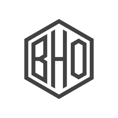 üç harfli baş harfleri altıgen logo siyah