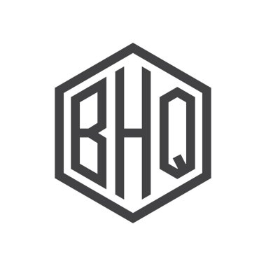 üç harfli baş harfleri altıgen logo siyah