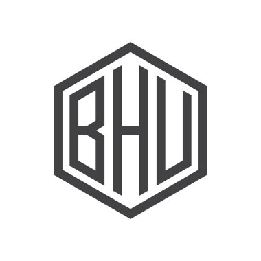 üç harfli baş harfleri altıgen logo siyah