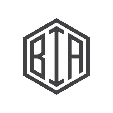 üç harfli baş harfleri altıgen logo siyah