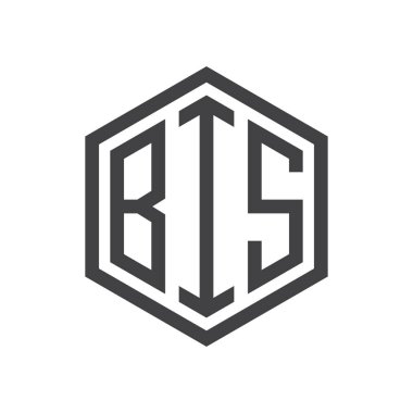 üç harfli baş harfleri altıgen logo siyah