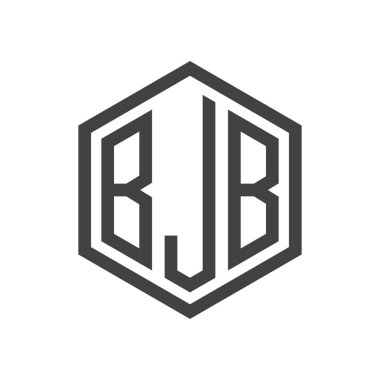 üç harfli baş harfleri altıgen logo siyah