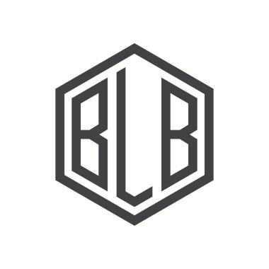 üç harfli baş harfleri altıgen logo siyah
