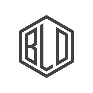 üç harfli baş harfleri altıgen logo siyah