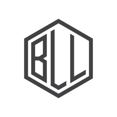 üç harfli baş harfleri altıgen logo siyah