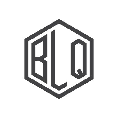 üç harfli baş harfleri altıgen logo siyah