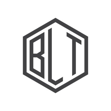 üç harfli baş harfleri altıgen logo siyah