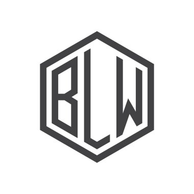 üç harfli baş harfleri altıgen logo siyah