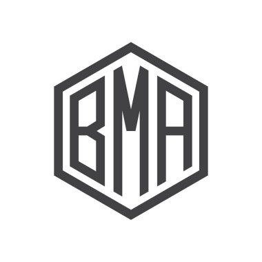 üç harfli baş harfleri altıgen logo siyah