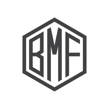 üç harfli baş harfleri altıgen logo siyah