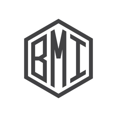üç harfli baş harfleri altıgen logo siyah