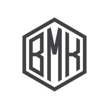 üç harfli baş harfleri altıgen logo siyah