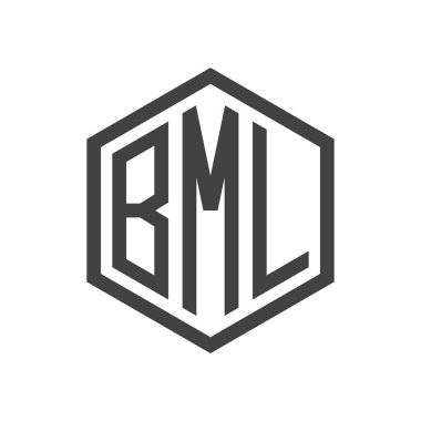 üç harfli baş harfleri altıgen logo siyah