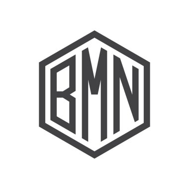 üç harfli baş harfleri altıgen logo siyah