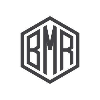 üç harfli baş harfleri altıgen logo siyah