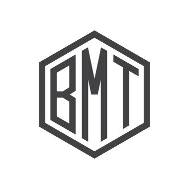 üç harfli baş harfleri altıgen logo siyah