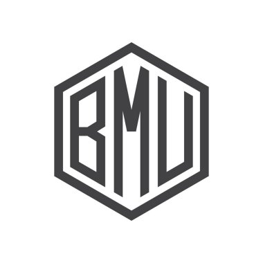 üç harfli baş harfleri altıgen logo siyah