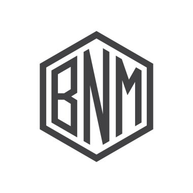 üç harfli baş harfleri altıgen logo siyah