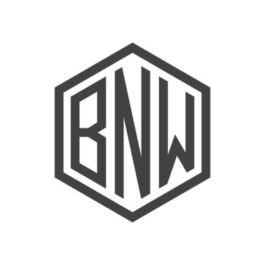 üç harfli baş harfleri altıgen logo siyah