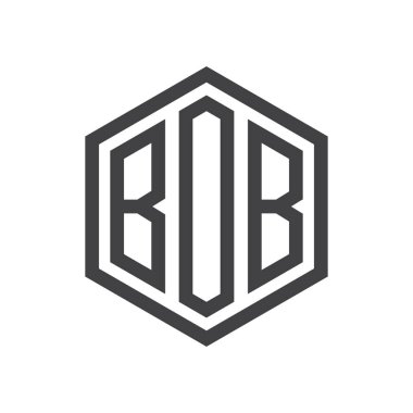 üç harfli baş harfleri altıgen logo siyah